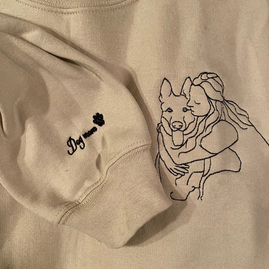 Custom Pet Embroidered Sweatshirt Pet Portrait Shirt