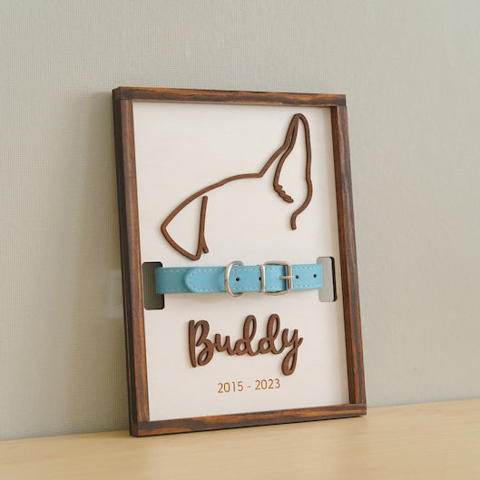 Memorial Pet Collar Frame Dog Ear Framed Art Bereavement Gifts