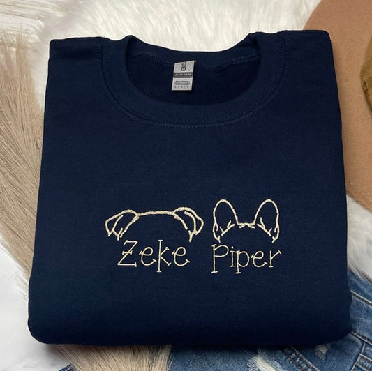 Regalo personalizado de sudadera con orejas de mascota bordadas para amantes de los perros 