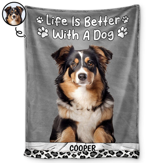 Custom Photo Life Is Better With Dog Cat Personalized Fleece Blanket