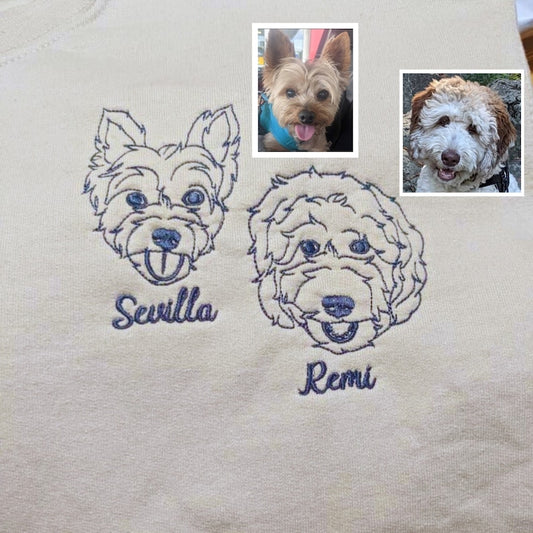 Custom Embroidered Dog Sweatshirt, Personalized Embroidery Pet Portrait Pet Name Sweatshirt Hoodie