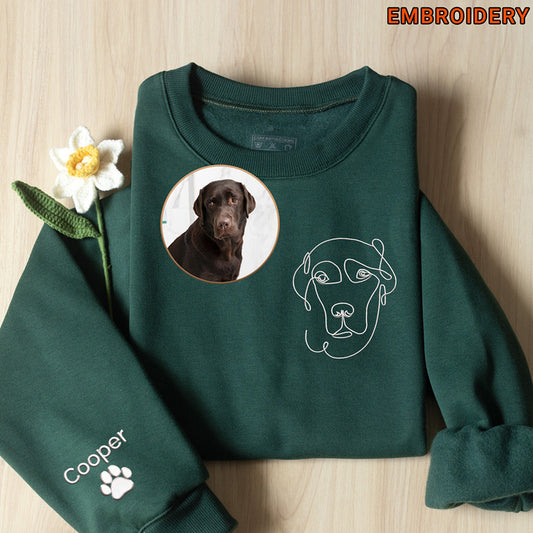 Custom Embroidered Dog Sweatshirt, Personalized one-line Pet Sweatshirt, Custom Dog Portrait Sweatshirt