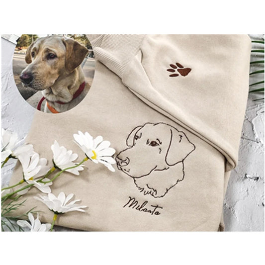 Custom Pet Embroidered Sweatshirt,Custom Dog Portrait,Embroidered Sweatshirt,Custom Pet Gifts