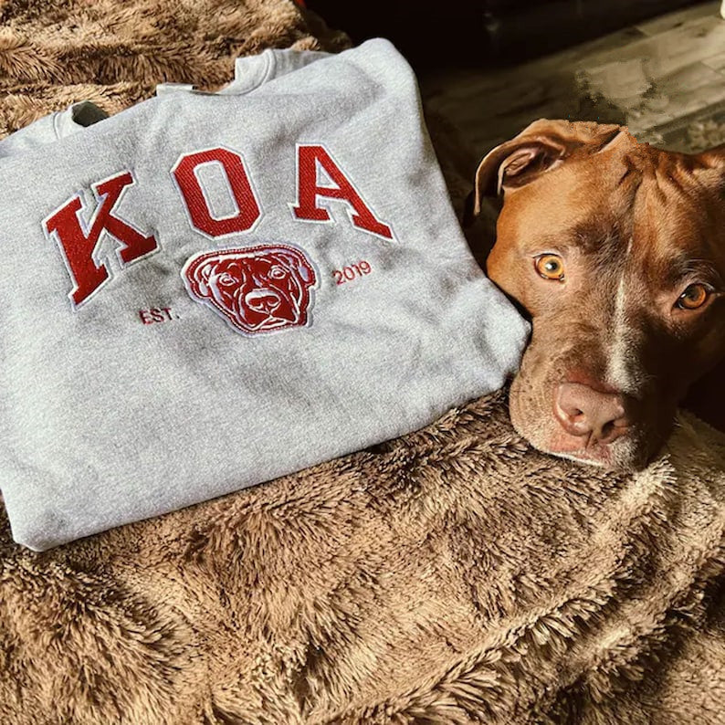 Personalized Embroidered Sweatshirt with Pets Name, Custom Dog Face Hoodie