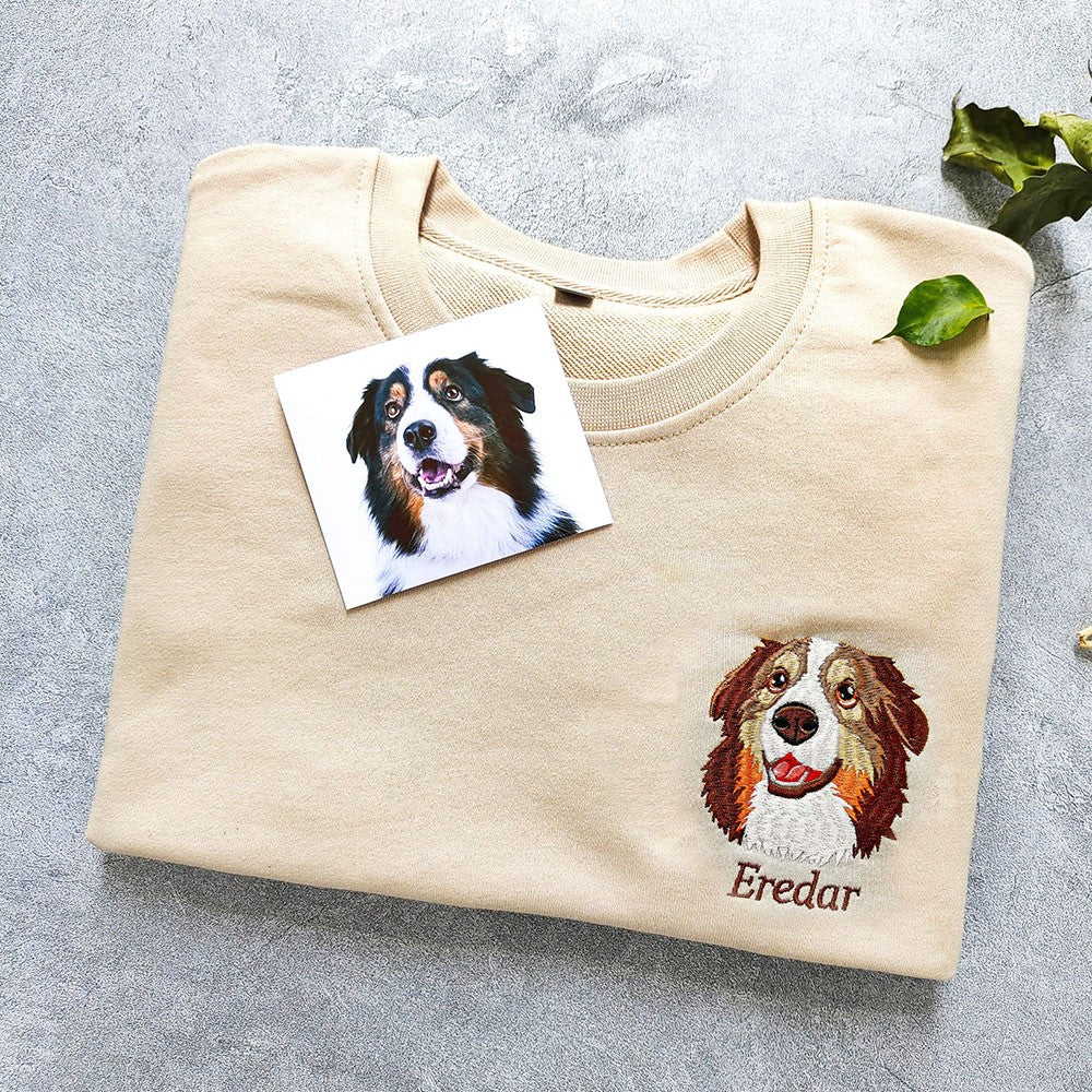 Sudadera con capucha personalizada con cara y nombre de mascota bordada 