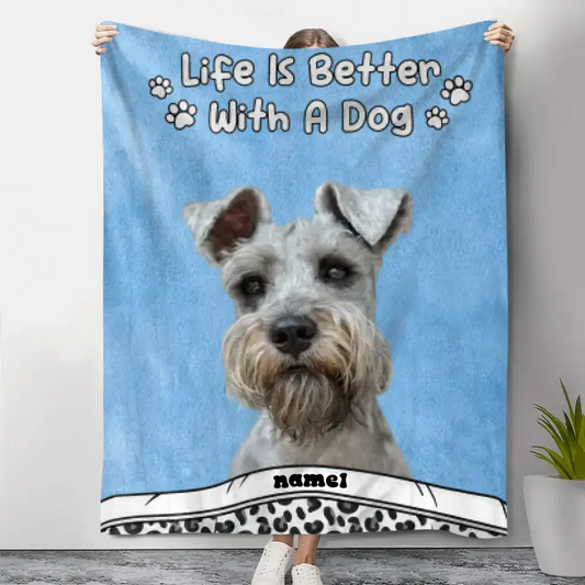 Custom Photo Life Is Better With Dog & Cat - Personalized Custom Blanket